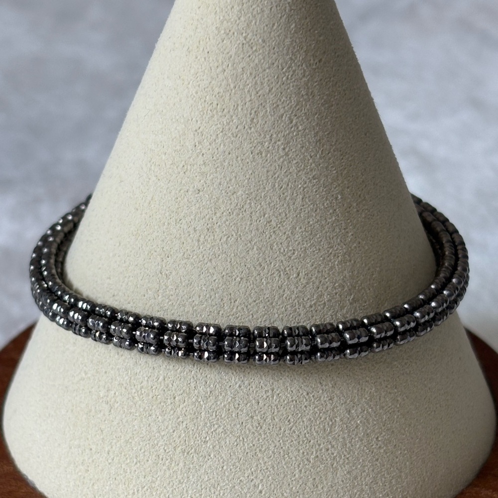 NEW Diamond Cut Black Rhodium over 925 Sterling Silver Ice Barrel Bracelet